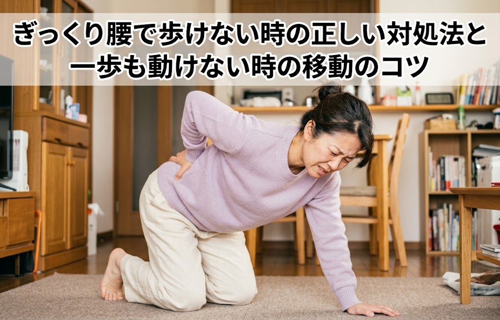 ぎっくり腰になり、一歩も動けず四つん這いになる女性　痛解.com